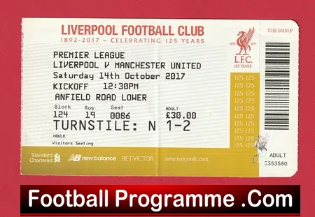 Liverpool v Manchester United 2017 – Football Match Ticket