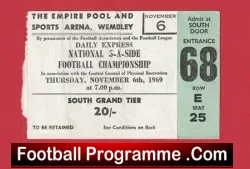 London Five A Side Football Championship Wembley 1969 – Football Ticket
