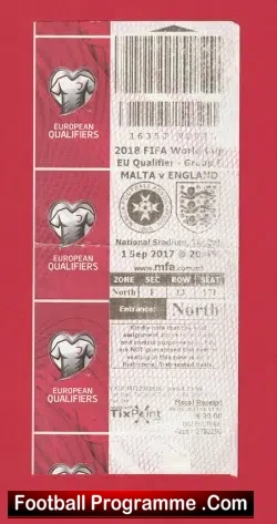 Malta v England 2017 – Football Ticket