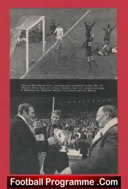 Manchester City Malcolm Allison + Joe Mercer + Glyn Pardoe 1970s - football programme