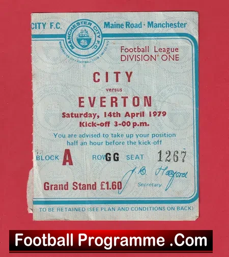Manchester City v Everton 1979 –  Football Ticket