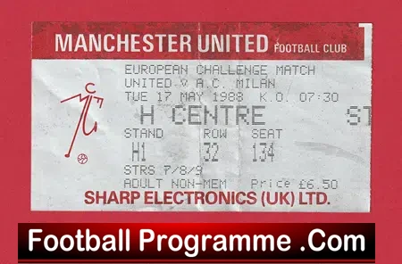 Manchester United v AC Milan 1988 – Man Utd Ticket