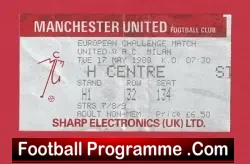 Manchester United v AC Milan 1988 – Man Utd Ticket