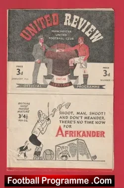 Manchester United v Arsenal 1948 – Man Utd 1940s Programme