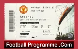 Manchester United v Arsenal 2010 – Match Ticket