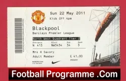 Manchester United v Blackpool 2011 – Match Ticket
