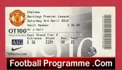 Manchester United v Chelsea 2010 – Football Match Ticket