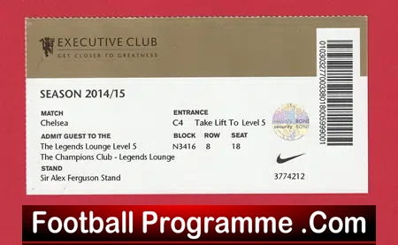 Manchester United v Chelsea 2014 – Executive Club Football Ticket