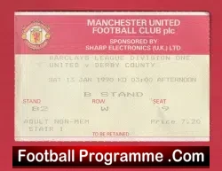Manchester United v Derby County 1990 – Football Ticket