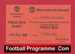 Manchester United v Eric Cantona XI 1998 – Press Box Ticket Treble