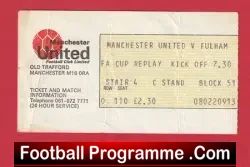 Manchester United v Fulham 1979 – FA Cup Replay Ticket