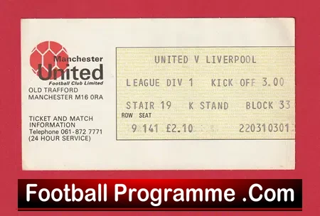 Manchester United v Liverpool 1976 – Football Ticket