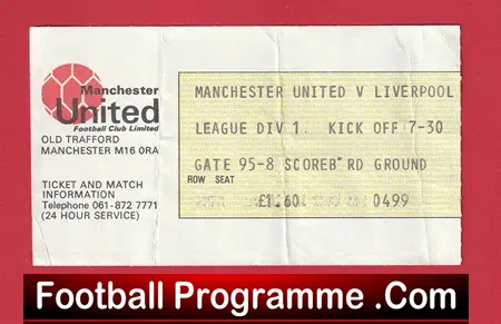 Manchester United v Liverpool 1977 – Man Utd Football Ticket