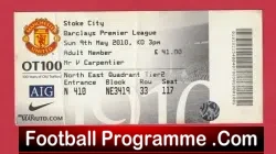 Manchester United v Stoke City 2010 – Match Ticket Man Utd