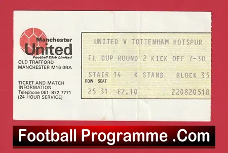 Manchester United v Tottenham 1979 – League Cup Ticket