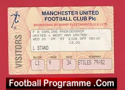 Manchester United v West Ham United 1993 – Football Ticket