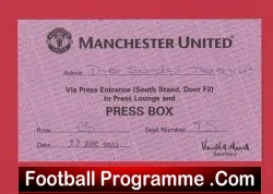 Manchester United v Wolves 2003 – Press Box Ticket Telegraph