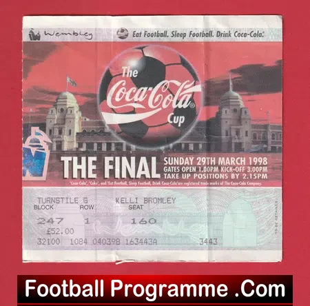 Middlesbrough v Chelsea 1998 – Ticket League Cup Final