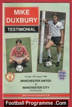 Mike Duxbury Benefit Match Testimonial Manchester United 1989 Signed - football programme