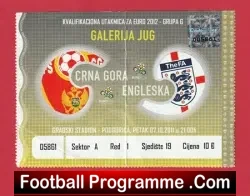 Montenegro v England 2011 – Football Ticket