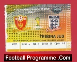 Montenegro v England 2013 – Football Ticket