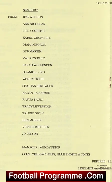 Newbury Ladies v Notts County 1994 - Womens Football