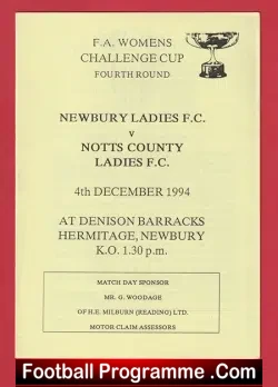 Newbury Ladies v Notts County 1994 - Womens Football - football programme