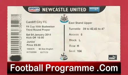 Newcastle United v Cardiff City 2014 – Football Ticket