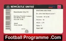 Newcastle United v Manchester City 2012 – Football Ticket