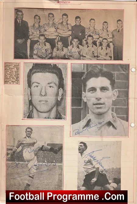 Norwich City Football Club Multi Signed Autographed Picture 1950s
