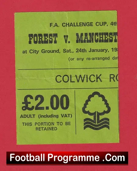 Nottingham Forest v Manchester United 1981 – FA Cup Match Ticket