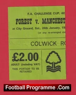 Nottingham Forest v Manchester United 1981 – FA Cup Match Ticket
