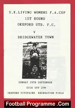 Okeford United Ladies v Bridgewater Town 1990s - Womens Football - football programme