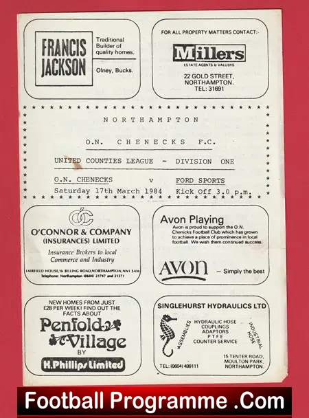 ON Chenecks v Ford Sports 1984 – Northampton