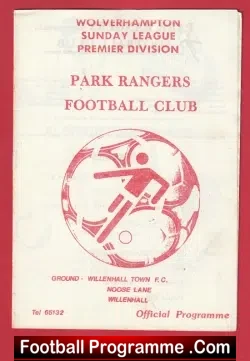 Park Rangers v Wolves Sporting 1985 - Wolverhampton Sunday League - football programme