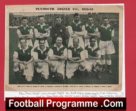 Plymouth Argyle Football Club Autograph Multi Signed 1952 1953