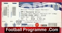 Queens Park Rangers v Manchester United 2013 – Match Ticket