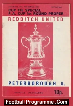 Redditch United v Peterborough United 1971 - FA Cup Special - football programme