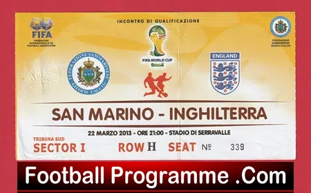 San Marino v England 2013 – Football Ticket