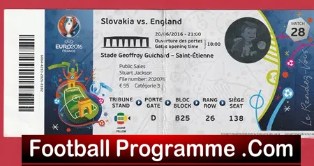 Slovakia v England 2016 – Football Ticket
