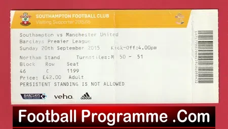 Southampton v Manchester United 2015 – Match Ticket