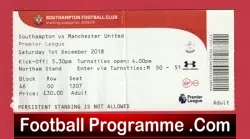 Southampton v Manchester United 2018 – Football Match Ticket