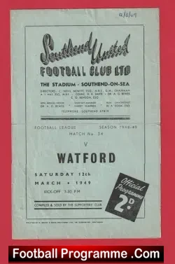 Southend United v Watford 1949 – 1940s