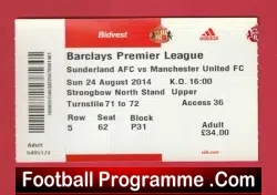 Sunderland v Manchester United 2014 – Football Match Ticket