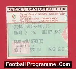 Swindon Town v Manchester United 1997 – Football Ticket