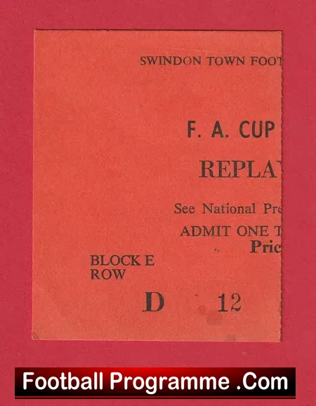 Swindon Town v Tottenham 1980 – FA Cup Replay Match Ticket
