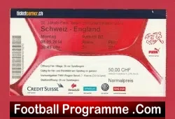 Switzerland v England 2014 – Football Ticket