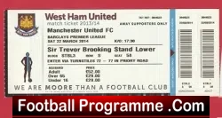 West Ham United v Manchester United 2014 – Football Ticket