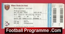 West Ham United v Manchester United 2018 – Football Match Ticket