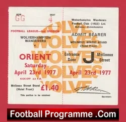 Wolverhampton Wanderers v Orient 1977 – Unused Football Ticket